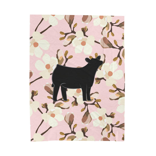 Angus Heifer Floral Velveteen Plush Blanket | Show Heifer Gift | Livestock Buyer Gifts | Show Livestock Gift | Livestock Award | Angus Cows