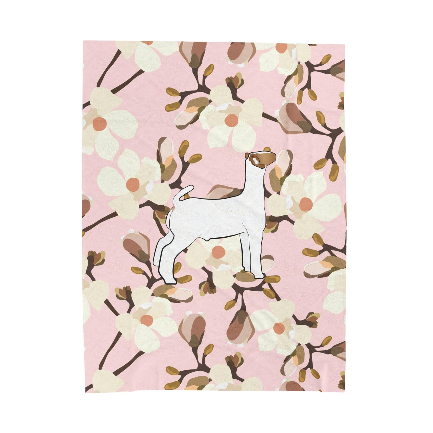 Show Goat Pink Magnolia Floral Velveteen Plush Blanket | Show Goat Gift | Livestock Buyer Gifts | Show Livestock Gift | Livestock Award