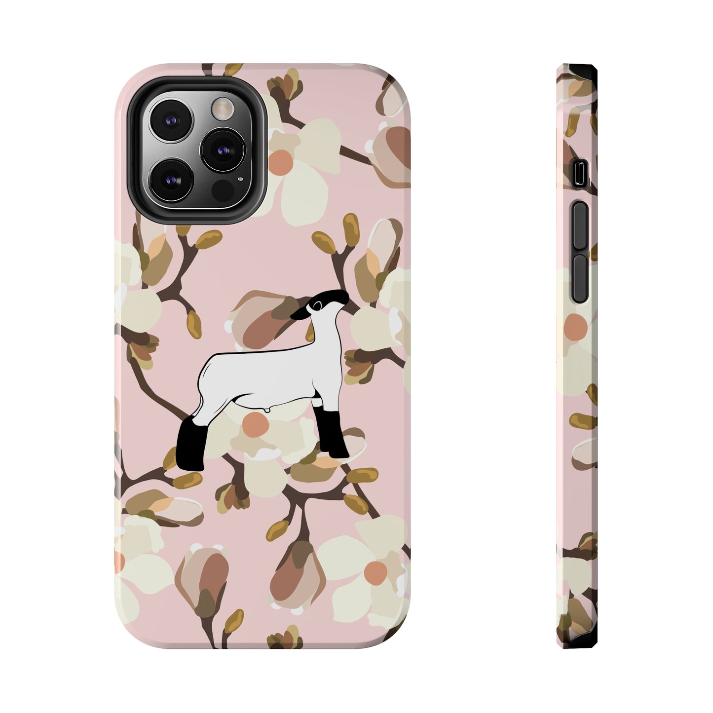 Show Lamb Pink Magnolia Print Phone Cases | Livestock Phone Case | Livestock Gifts for Her | Lamb and Heifer Phone Case