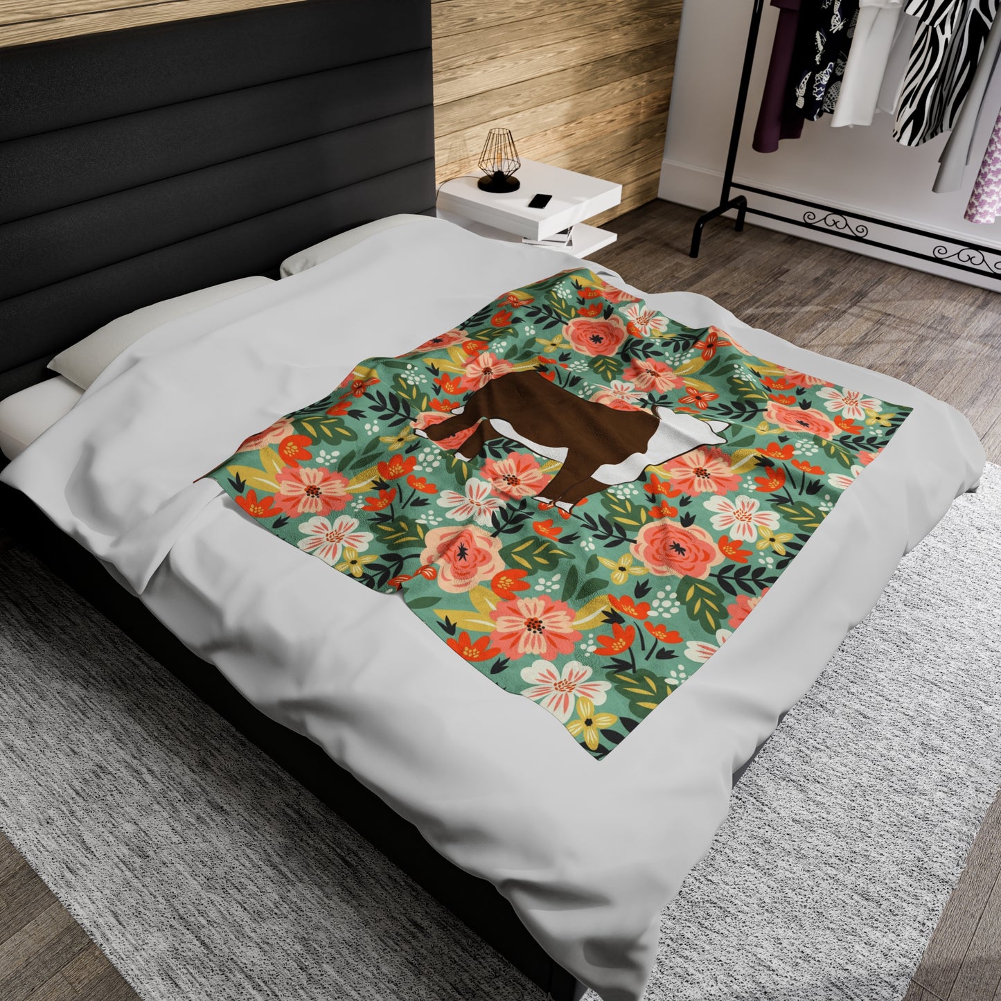 Hereford Heifer Floral Velveteen Plush Blanket | Show Heifer Gift | Livestock Buyer Gifts | Show Livestock Gift | Livestock Award