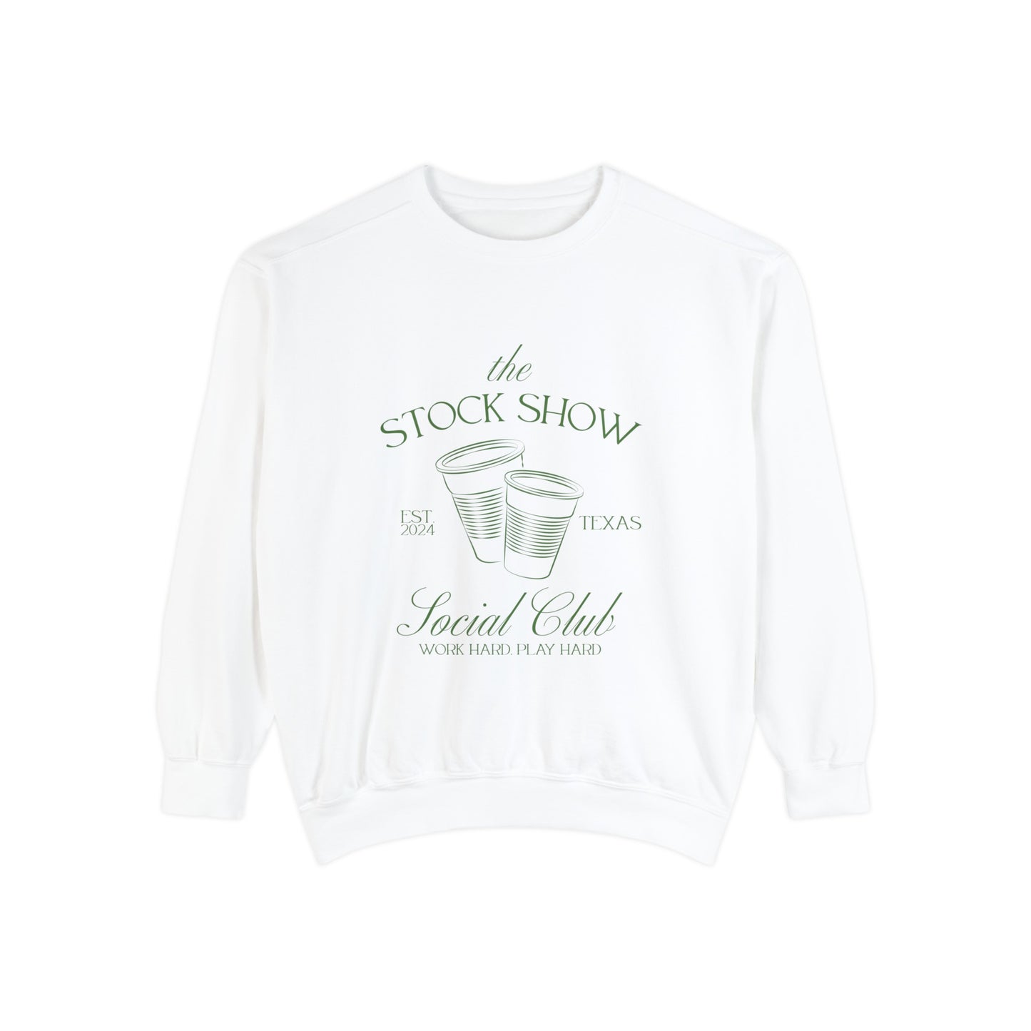 The Stock Show Social Club COMFORT COLORS Unisex Crew Neck Sweatshirt (Solo Cups) | Livestock Country Club | Stock Show Mom Style