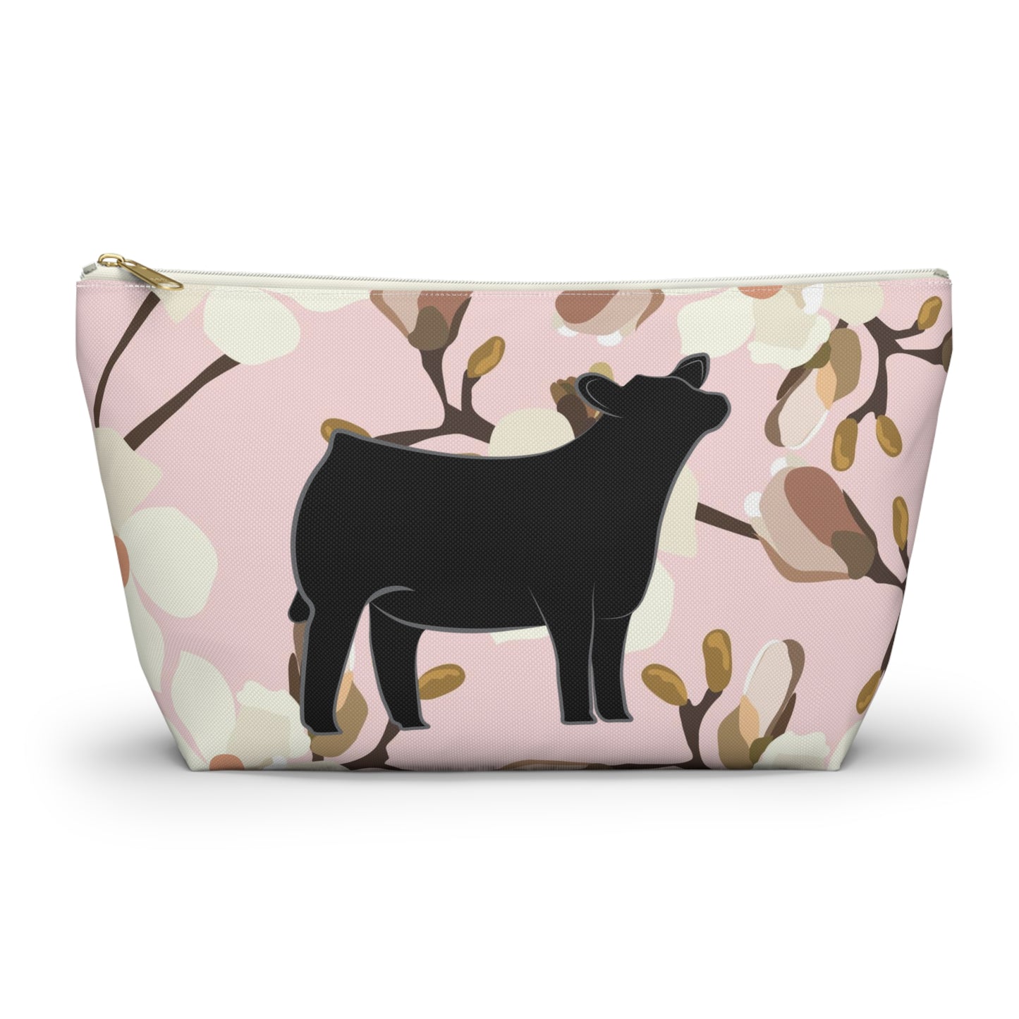 Angus Show Heifer Accessory Pouch | Show Heifer Magnolia Print Makeup Bag, Pencil Bag | Show Heifer Travel Bag