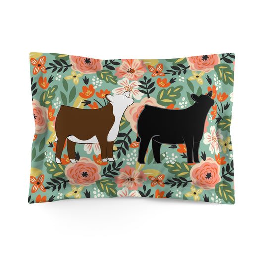 Hereford and Angus Heifer Microfiber Pillow Sham