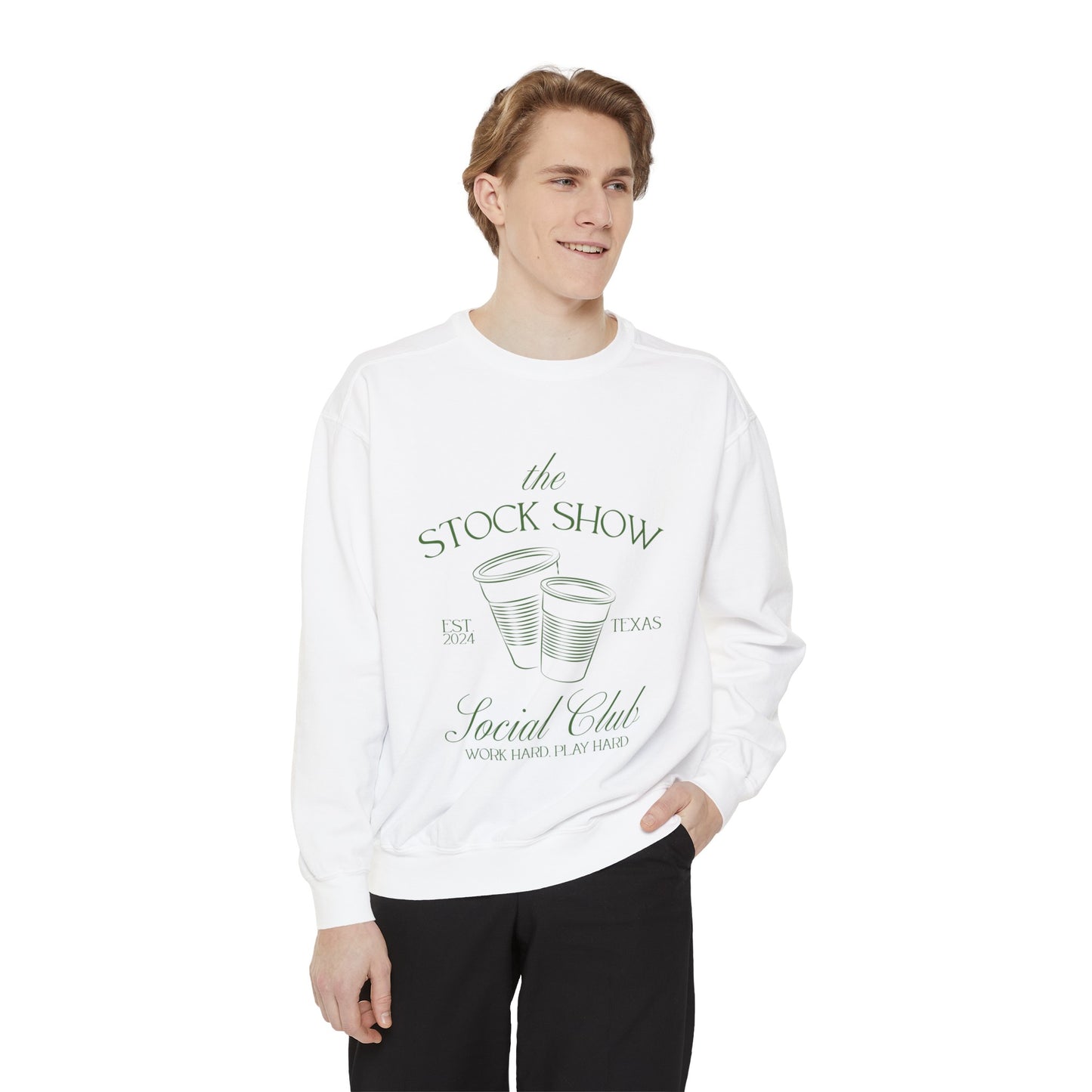 The Stock Show Social Club COMFORT COLORS Unisex Crew Neck Sweatshirt (Solo Cups) | Livestock Country Club | Stock Show Mom Style