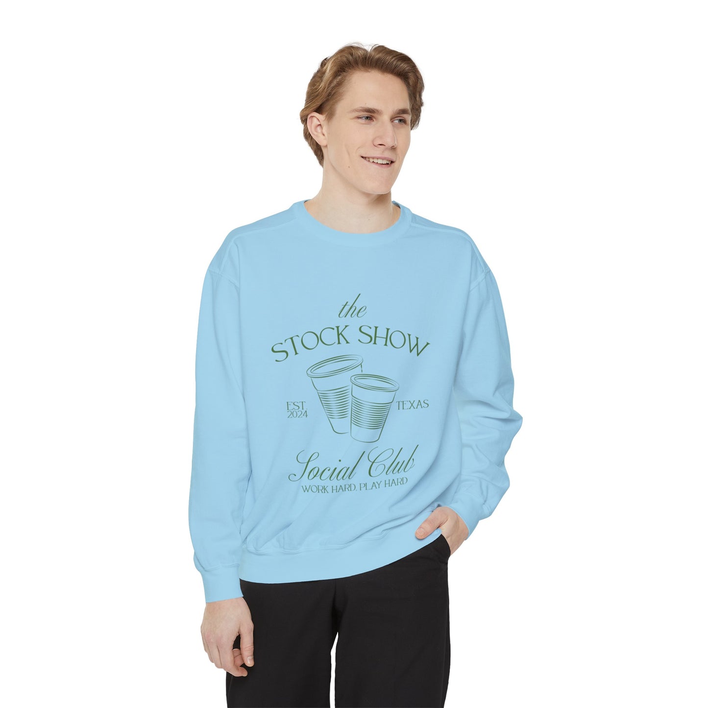 The Stock Show Social Club COMFORT COLORS Unisex Crew Neck Sweatshirt (Solo Cups) | Livestock Country Club | Stock Show Mom Style