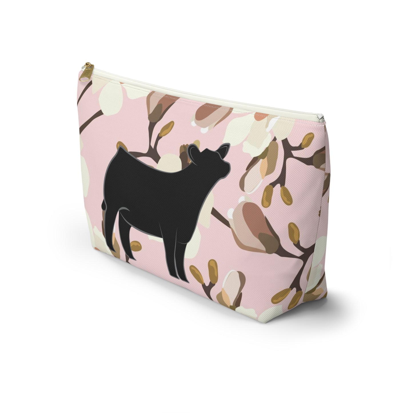 Angus Show Heifer Accessory Pouch | Show Heifer Magnolia Print Makeup Bag, Pencil Bag | Show Heifer Travel Bag