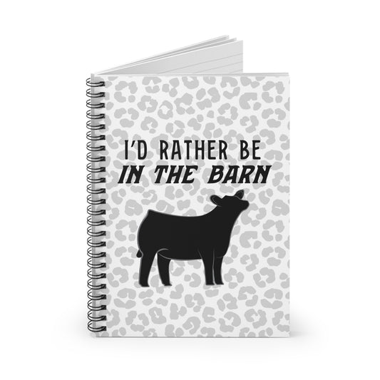 Show Heifer Leopard Print "I'd Rather Be in a Barn" Spiral Notebook | Show Lamb Notebook | Livestock Notebook | Show Lambs