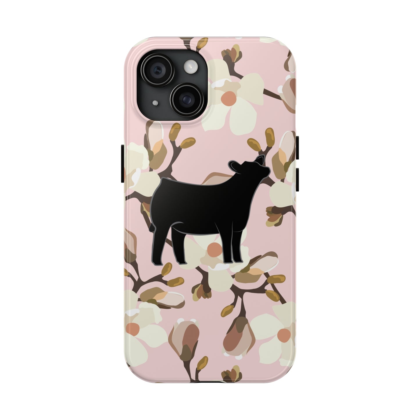 Angus Show Heifer Pink Magnolia Print Phone Cases | Livestock Phone Case | Livestock Gifts for Her | 4H Club Gifts | Show Heifer Phone Case