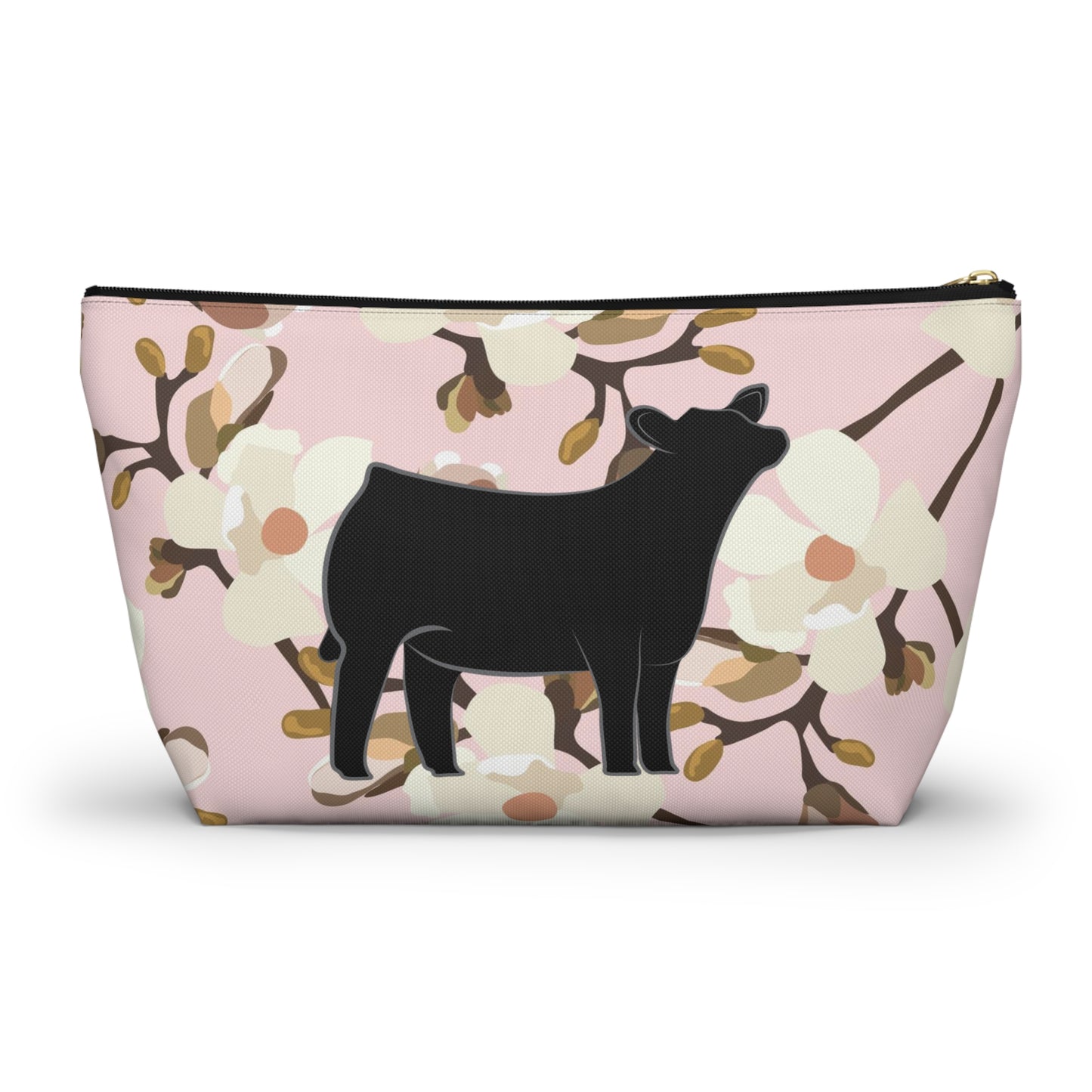 Angus Show Heifer Accessory Pouch | Show Heifer Magnolia Print Makeup Bag, Pencil Bag | Show Heifer Travel Bag