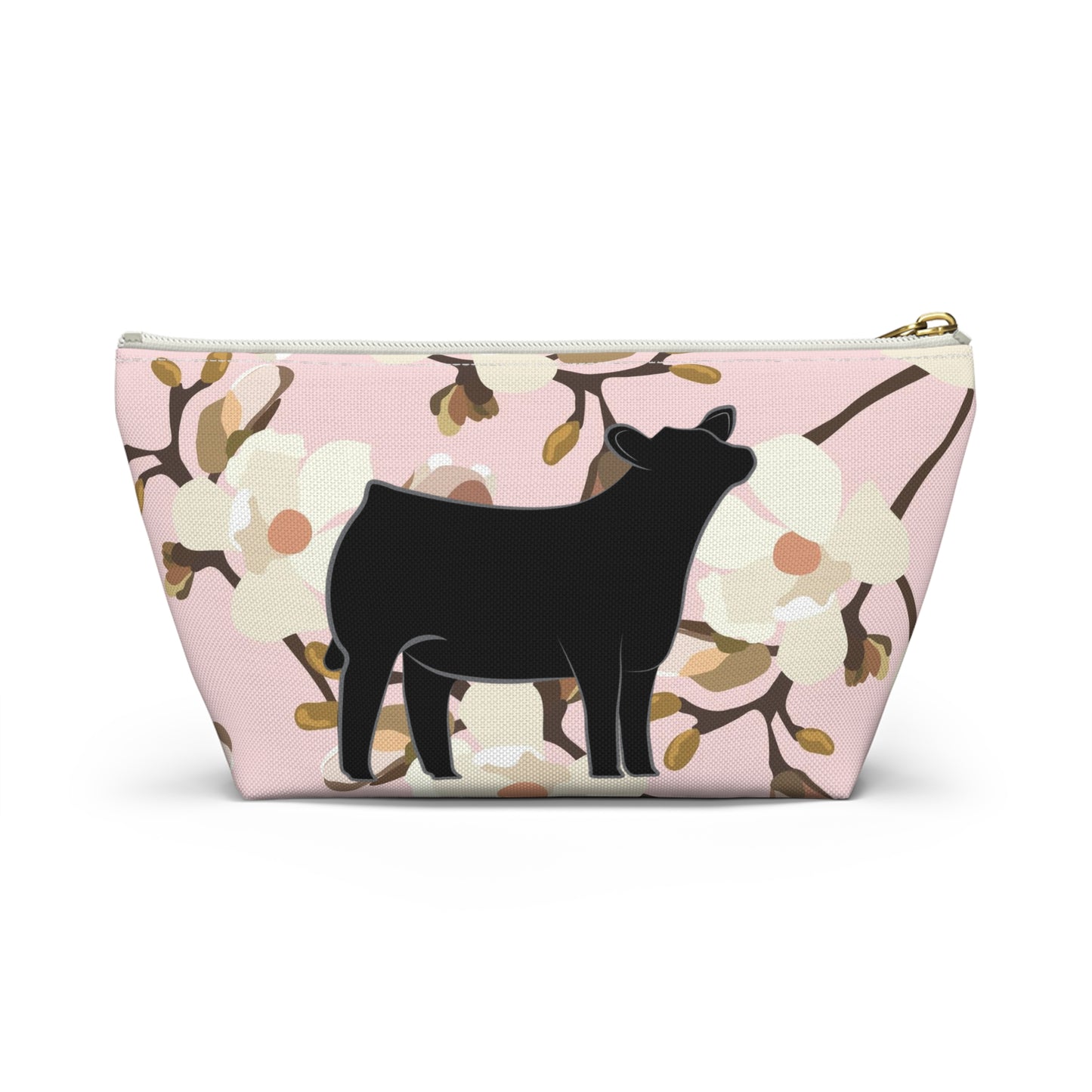 Angus Show Heifer Accessory Pouch | Show Heifer Magnolia Print Makeup Bag, Pencil Bag | Show Heifer Travel Bag