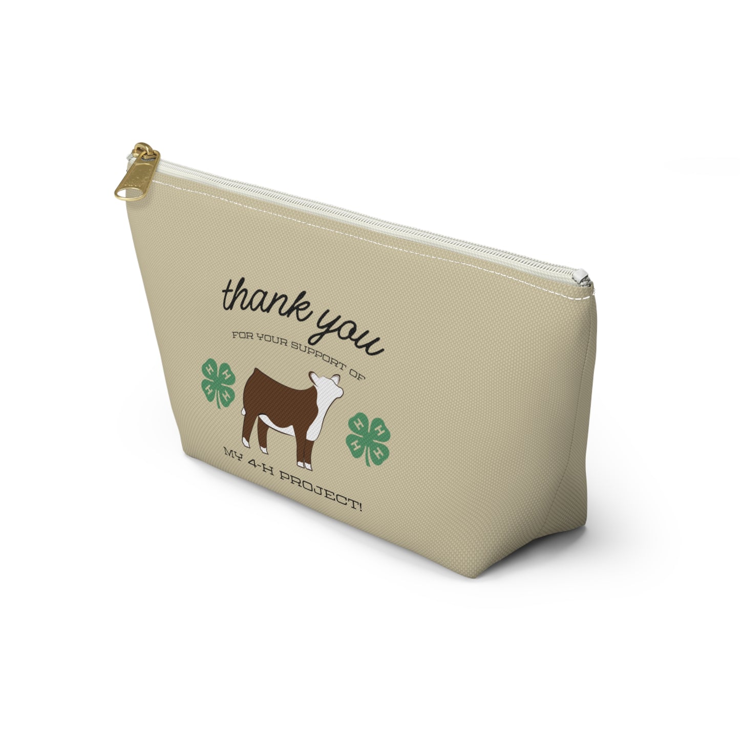 4H Club Buyers Gift Accessory Pouch | Show Steer Buyer Gift | 4-H Clover | County Fair Buyers Gift | Livestock Thank You Gift