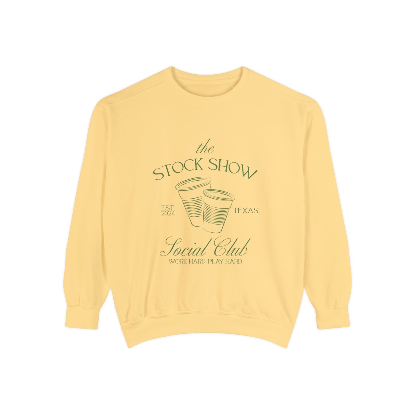 The Stock Show Social Club COMFORT COLORS Unisex Crew Neck Sweatshirt (Solo Cups) | Livestock Country Club | Stock Show Mom Style