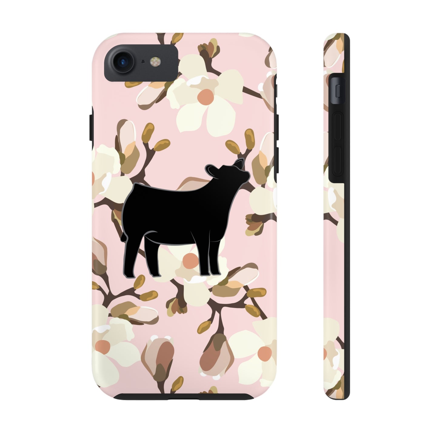 Angus Show Heifer Pink Magnolia Print Phone Cases | Livestock Phone Case | Livestock Gifts for Her | 4H Club Gifts | Show Heifer Phone Case