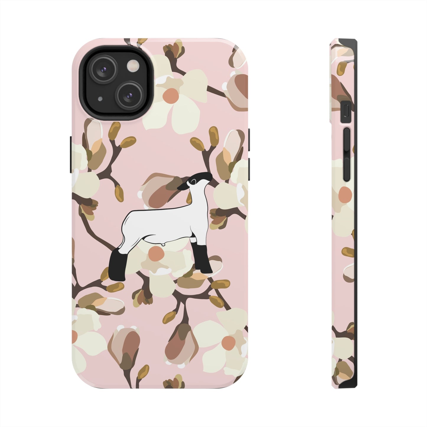 Show Lamb Pink Magnolia Print Phone Cases | Livestock Phone Case | Livestock Gifts for Her | Lamb and Heifer Phone Case