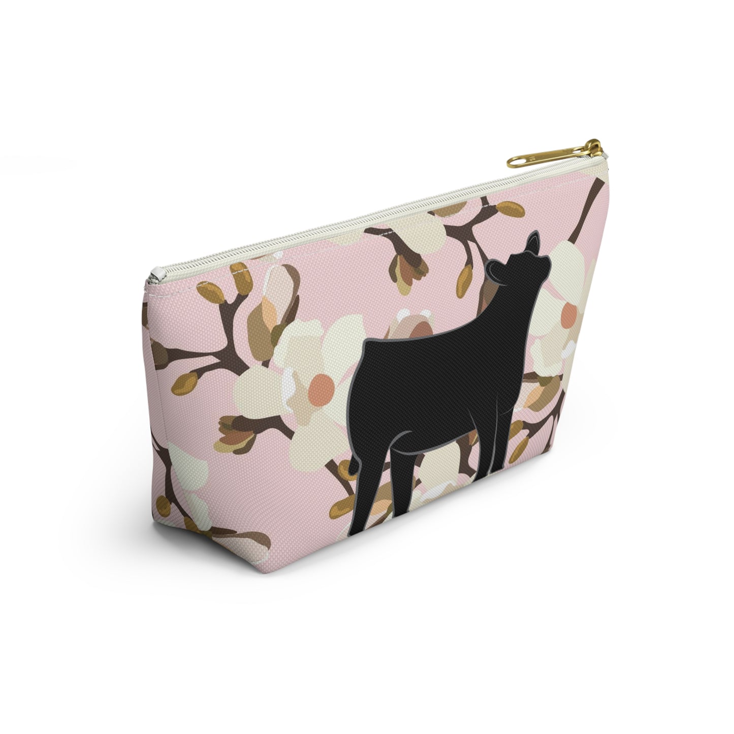 Angus Show Heifer Accessory Pouch | Show Heifer Magnolia Print Makeup Bag, Pencil Bag | Show Heifer Travel Bag