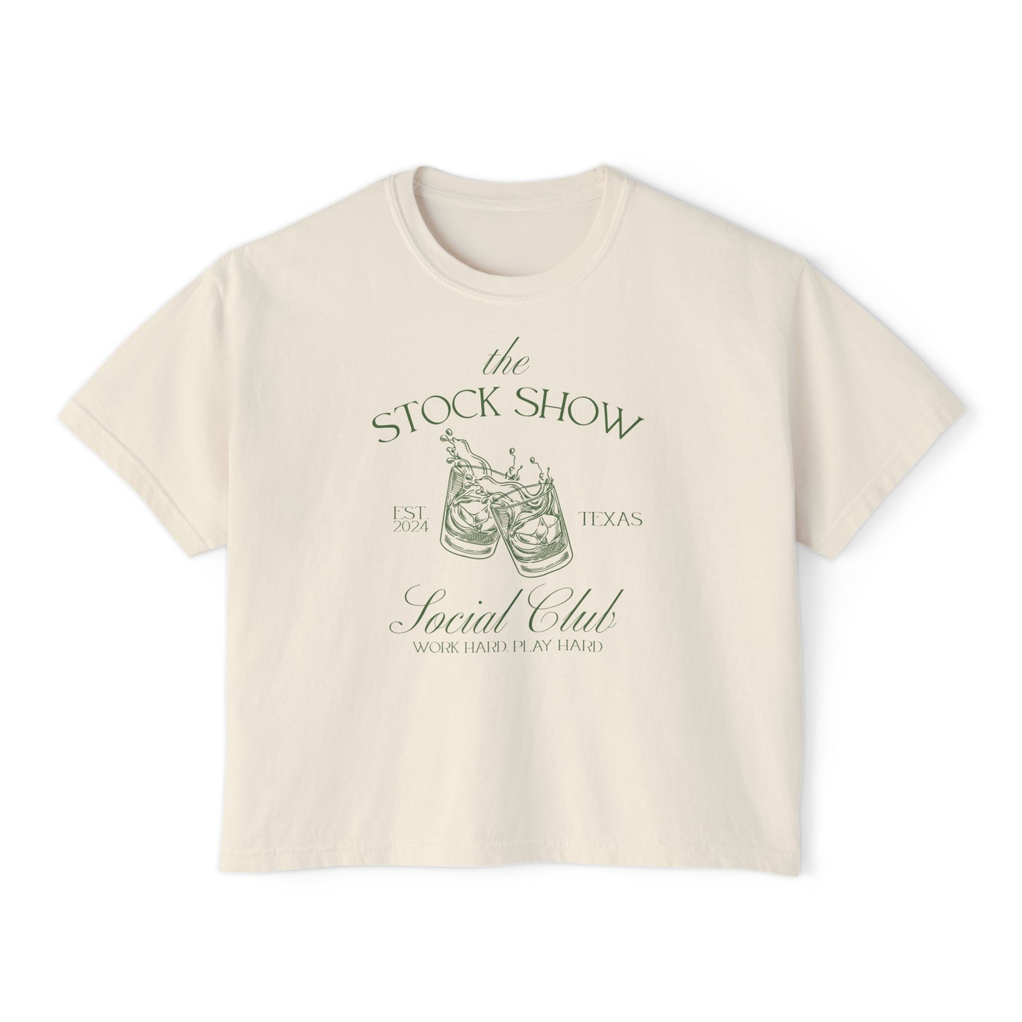 The Stock Show Social Club COMFORT COLORS Women's Boxy Tee | Country Club Vibes | Stock Show Mom Style | Show Lamb | Show Goat | 4H & FFA