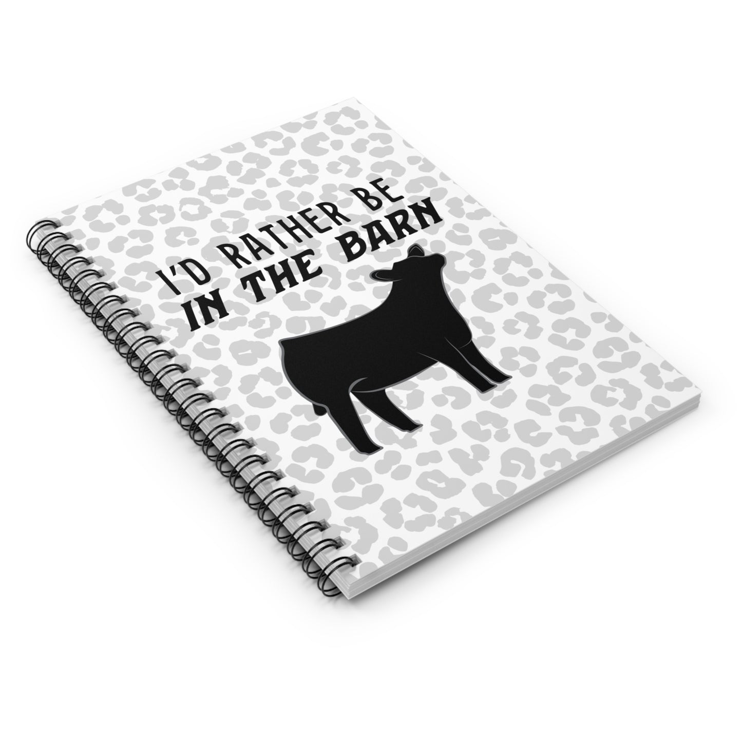 Show Heifer Leopard Print "I'd Rather Be in a Barn" Spiral Notebook | Show Lamb Notebook | Livestock Notebook | Show Lambs