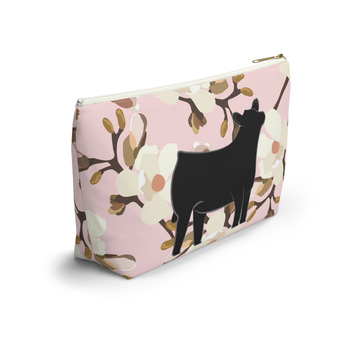 Angus Show Heifer Accessory Pouch | Show Heifer Magnolia Print Makeup Bag, Pencil Bag | Show Heifer Travel Bag