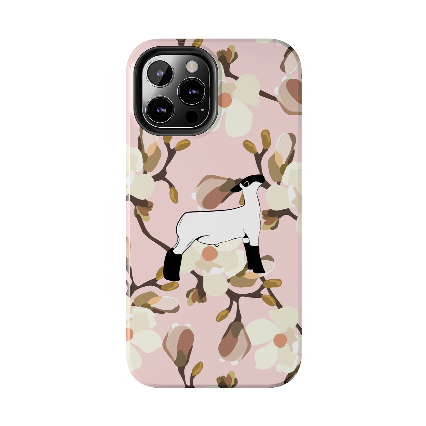 Show Lamb Pink Magnolia Print Phone Cases | Livestock Phone Case | Livestock Gifts for Her | Lamb and Heifer Phone Case