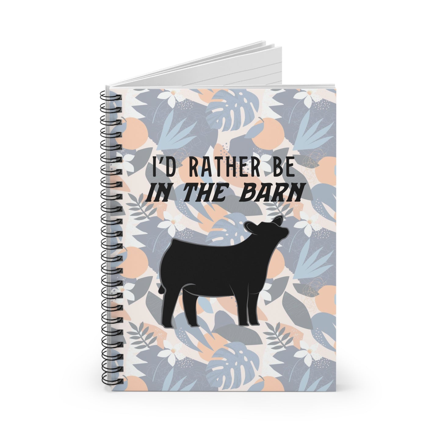 Show Heifer Hawaiian Print "I'd Rather Be in a Barn" Spiral Notebook | Show Lamb Notebook | Livestock Notebook | Show Lambs