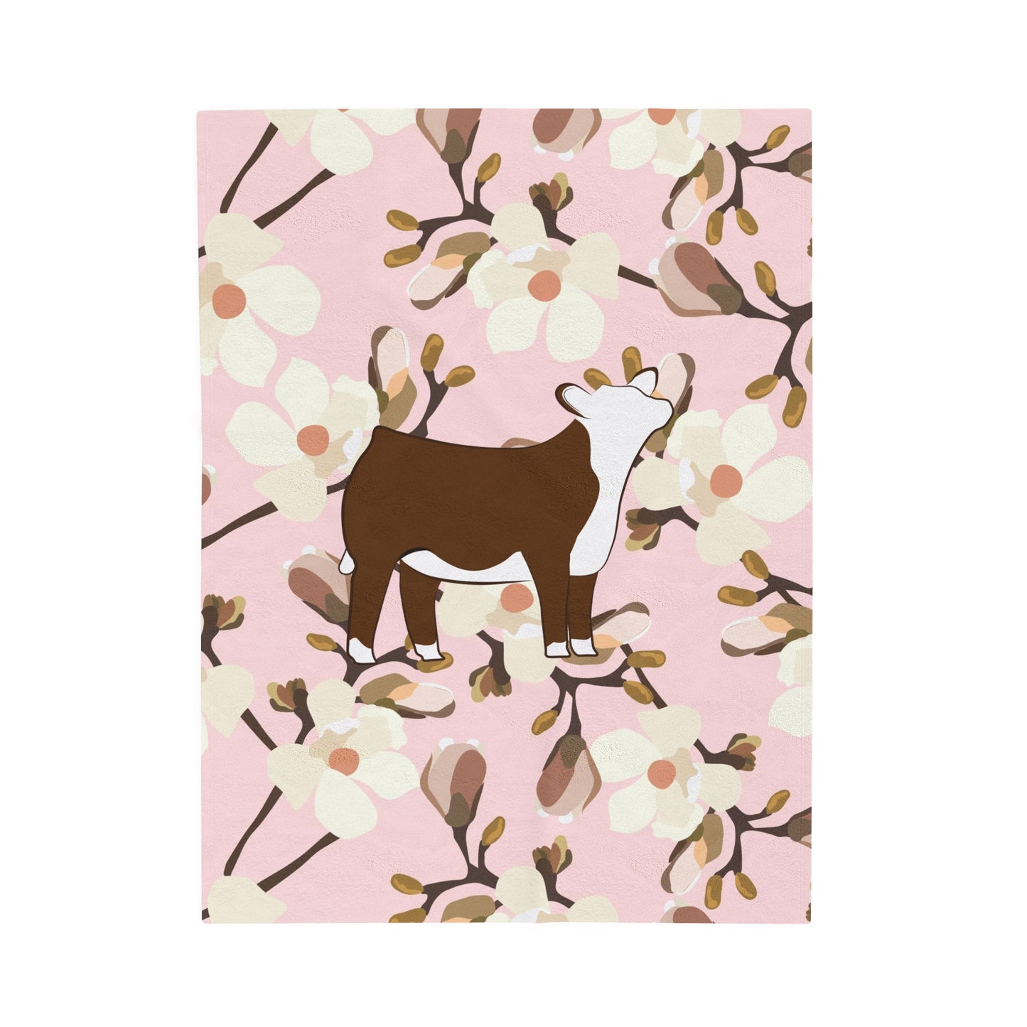 Hereford Heifer Floral Velveteen Plush Blanket | Show Heifer Gift | Livestock Buyer Gifts | Show Livestock Gift | Livestock Award