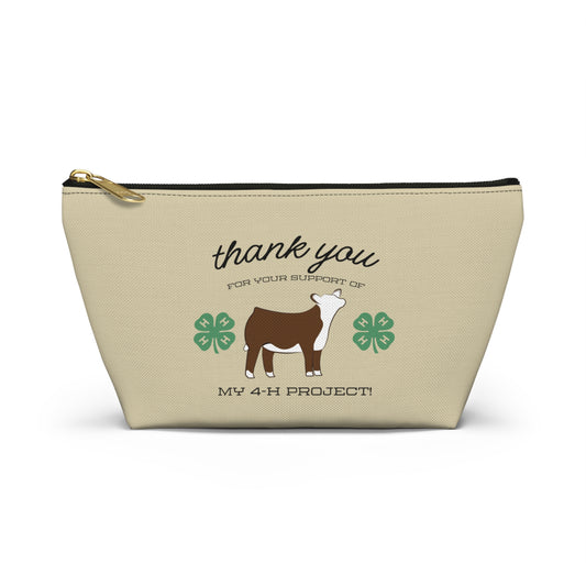 4H Club Buyers Gift Accessory Pouch | Show Steer Buyer Gift | 4-H Clover | County Fair Buyers Gift | Livestock Thank You Gift