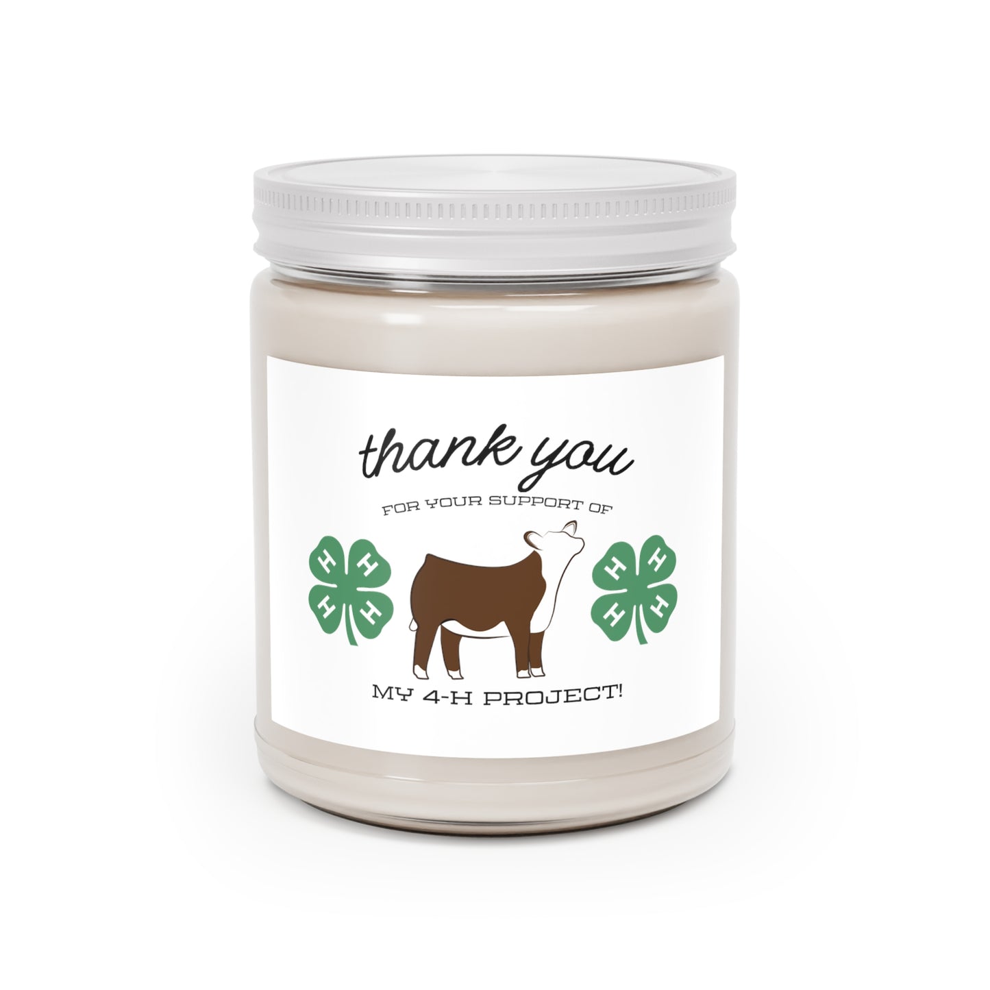 4H Club Buyers Gift Scented Candles, 9oz | Show Steer Buyer Gift | 4-H Clover | County Fair Buyers Gift | Livestock Thank You Gift