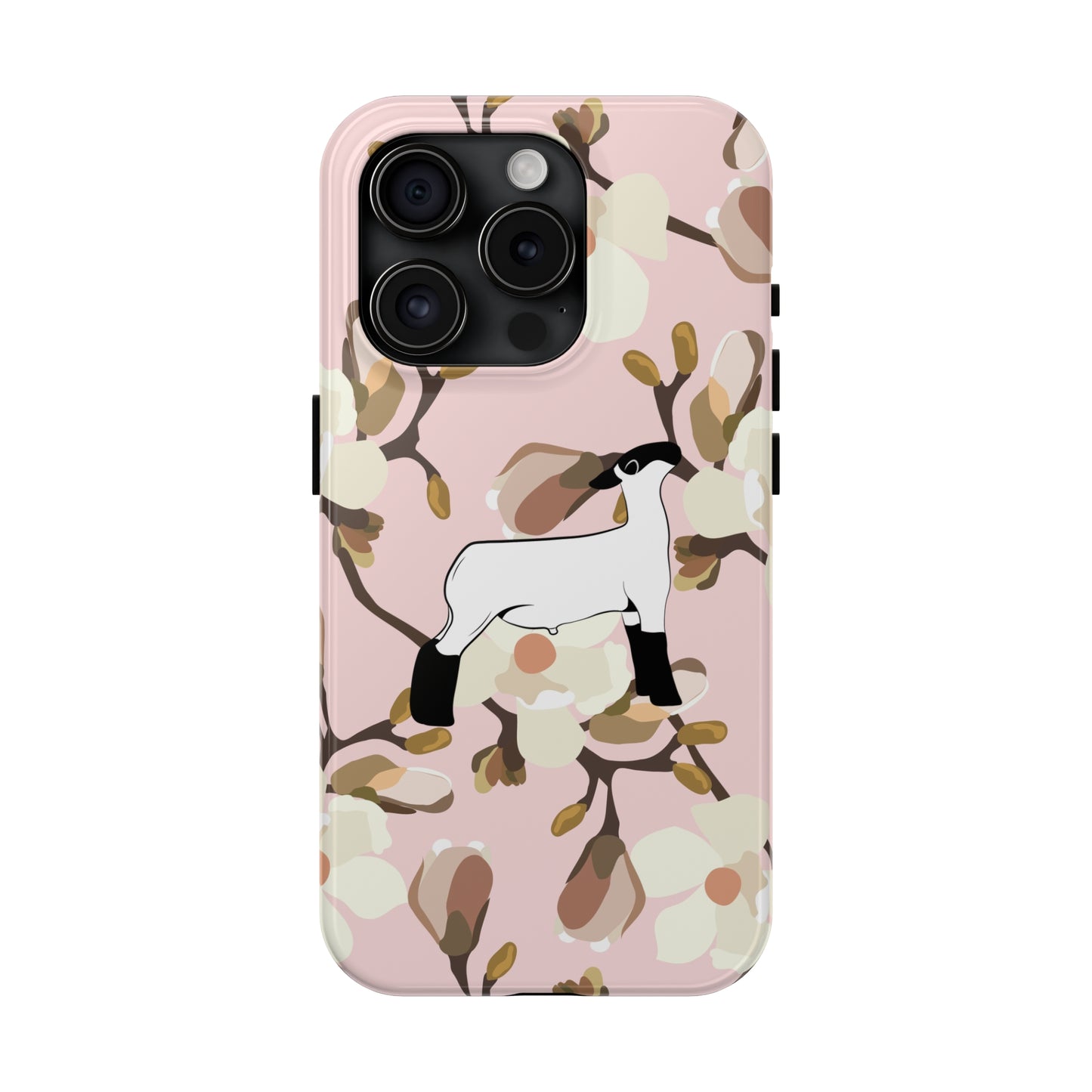 Show Lamb Pink Magnolia Print Phone Cases | Livestock Phone Case | Livestock Gifts for Her | Lamb and Heifer Phone Case