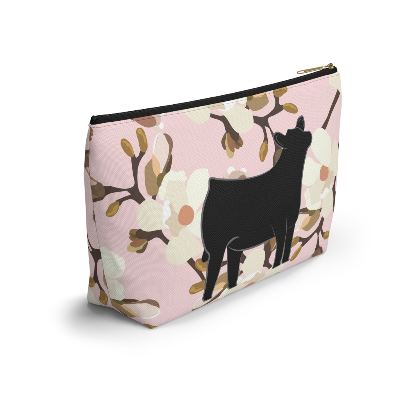 Angus Show Heifer Accessory Pouch | Show Heifer Magnolia Print Makeup Bag, Pencil Bag | Show Heifer Travel Bag