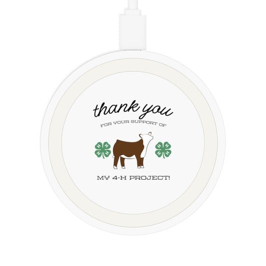 4H Club Buyers Gift Wireless Charging Pad | Show Steer Buyer Gift | 4-H Clover | County Fair Buyers Gift | Livestock Thank You Gift