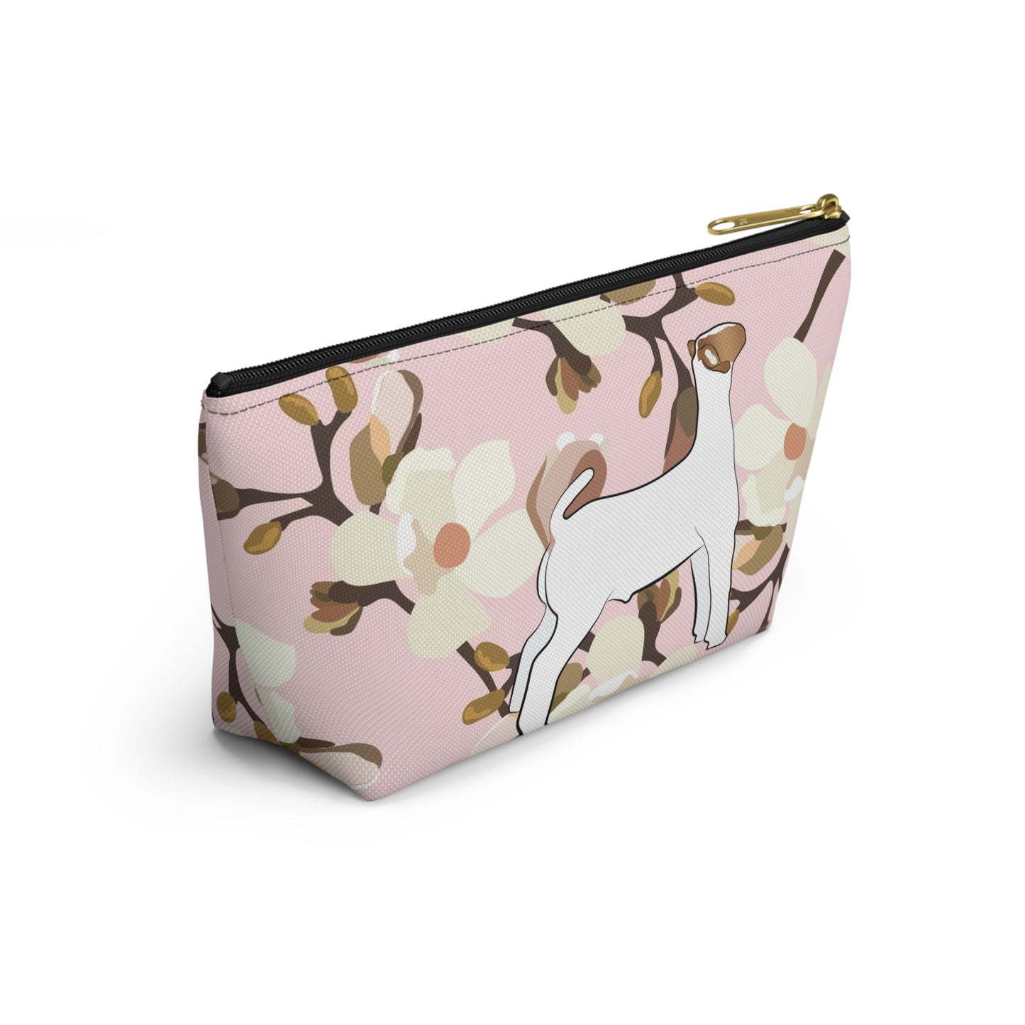 Show Goat Accessory Pouch | Show Goat Magnolia Print Makeup Bag, Pencil Bag | Show Goat Pink Magnolia Travel Bag