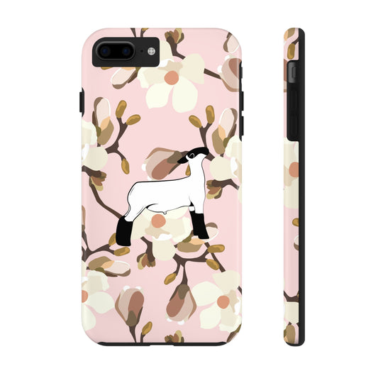 Show Lamb Pink Magnolia Print Phone Cases | Livestock Phone Case | Livestock Gifts for Her | Lamb and Heifer Phone Case