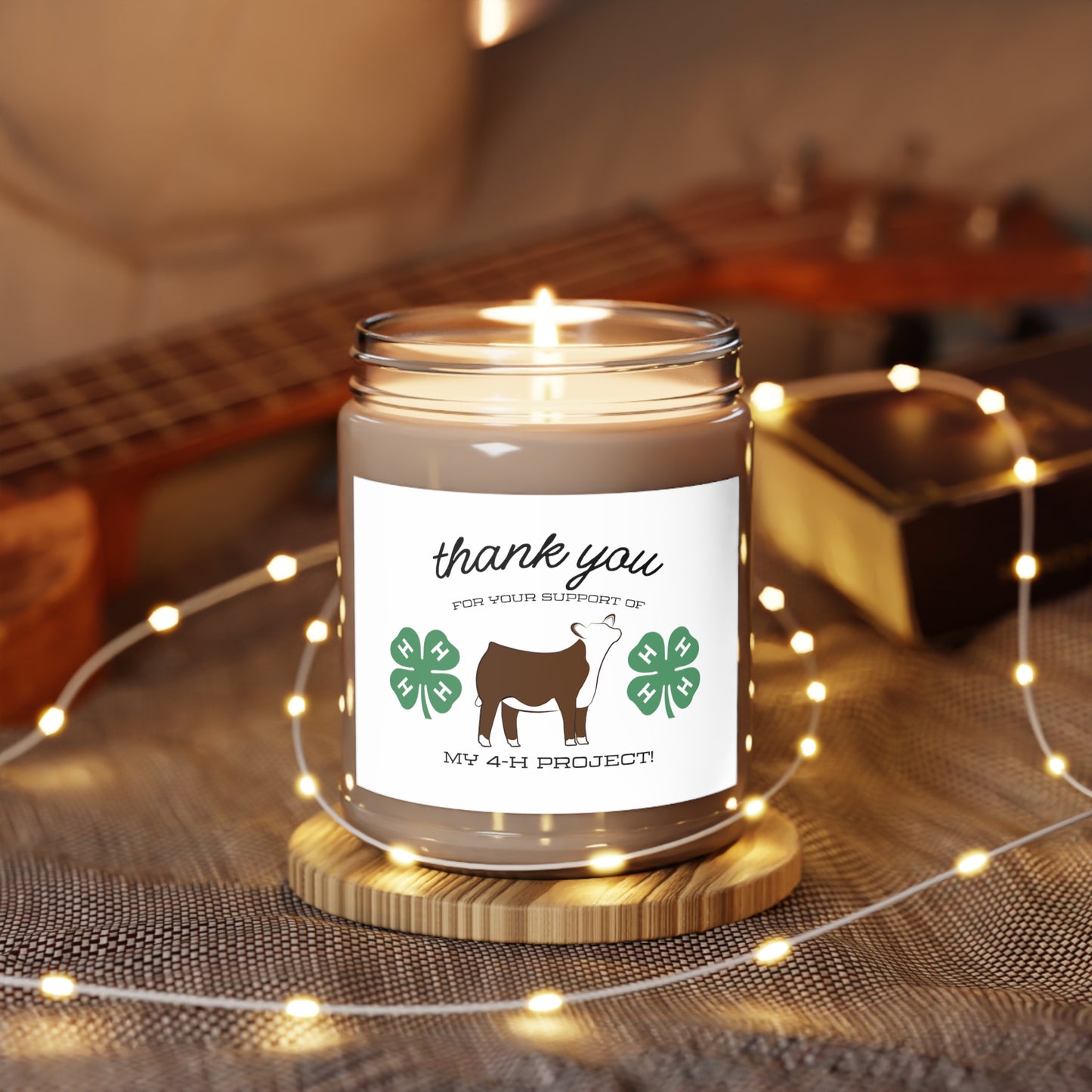 4H Club Buyers Gift Scented Candles, 9oz | Show Steer Buyer Gift | 4-H Clover | County Fair Buyers Gift | Livestock Thank You Gift