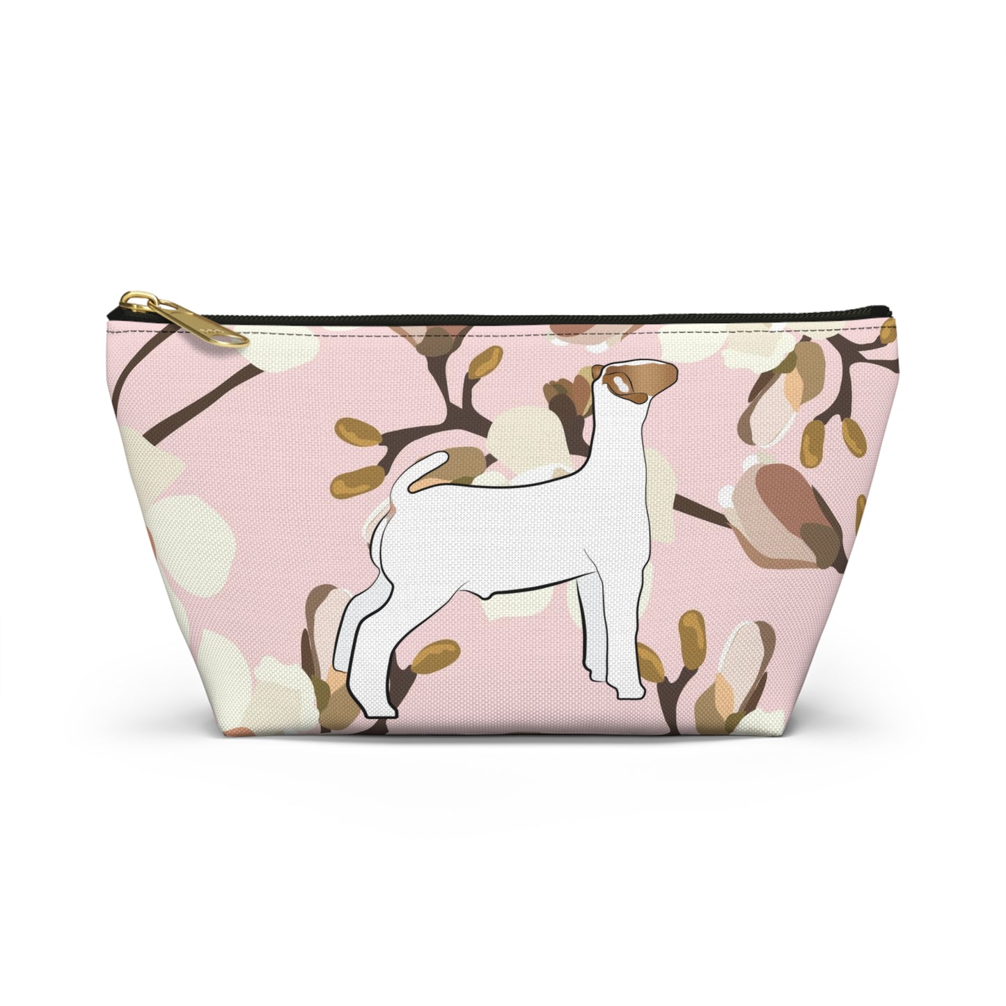 Show Goat Accessory Pouch | Show Goat Magnolia Print Makeup Bag, Pencil Bag | Show Goat Pink Magnolia Travel Bag