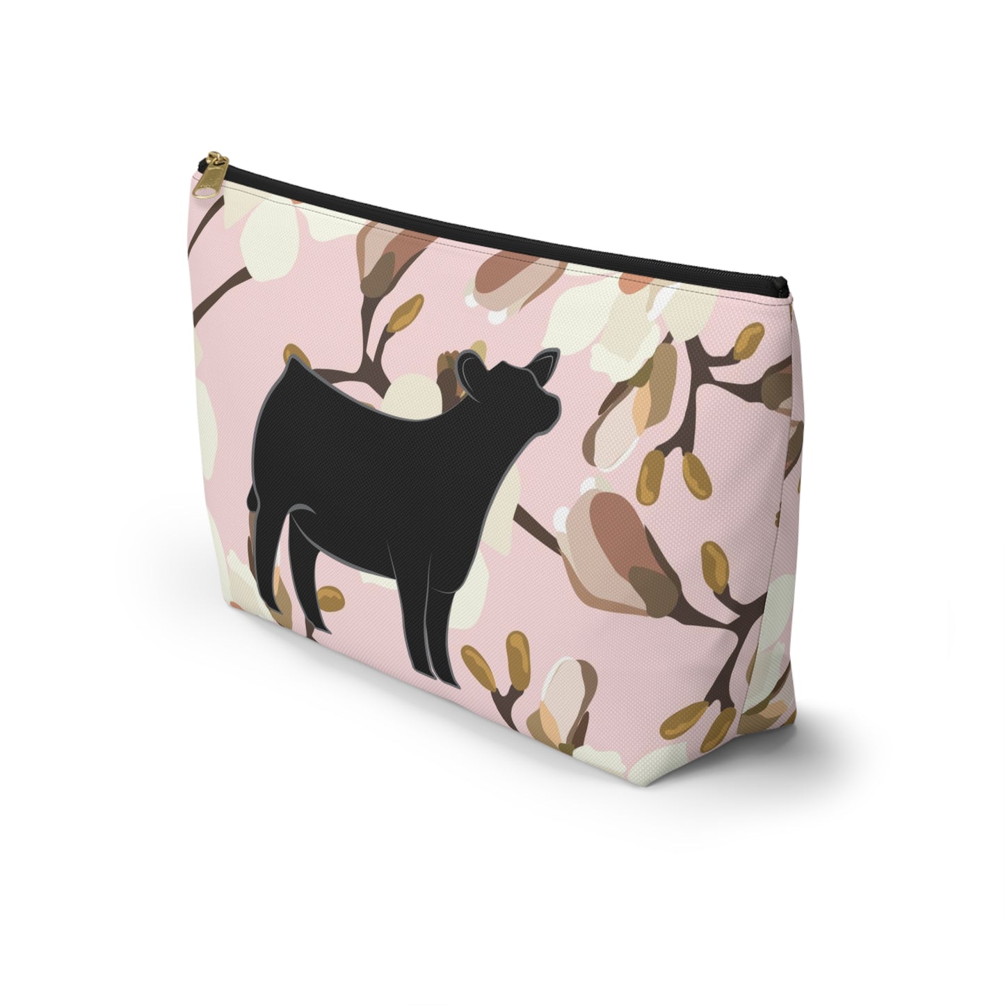 Angus Show Heifer Accessory Pouch | Show Heifer Magnolia Print Makeup Bag, Pencil Bag | Show Heifer Travel Bag