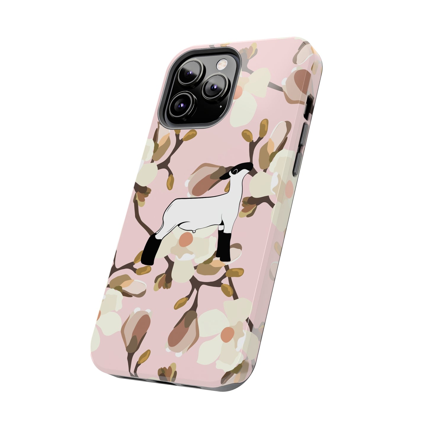 Show Lamb Pink Magnolia Print Phone Cases | Livestock Phone Case | Livestock Gifts for Her | Lamb and Heifer Phone Case