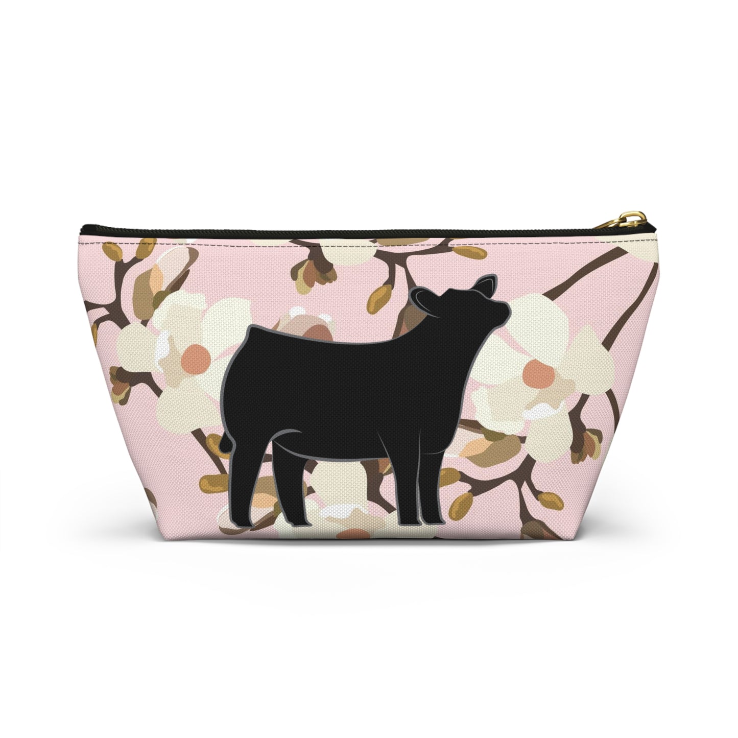 Angus Show Heifer Accessory Pouch | Show Heifer Magnolia Print Makeup Bag, Pencil Bag | Show Heifer Travel Bag