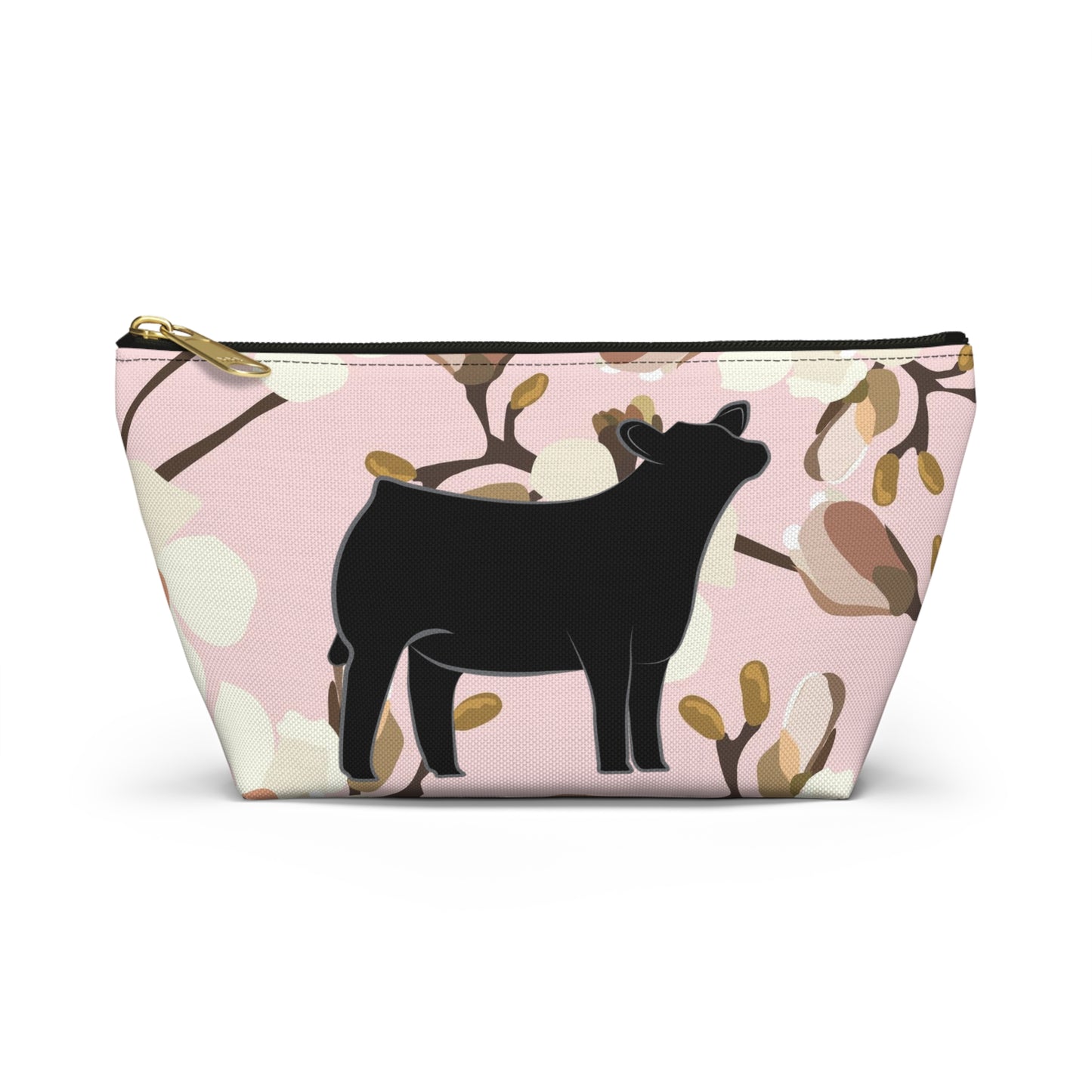 Angus Show Heifer Accessory Pouch | Show Heifer Magnolia Print Makeup Bag, Pencil Bag | Show Heifer Travel Bag