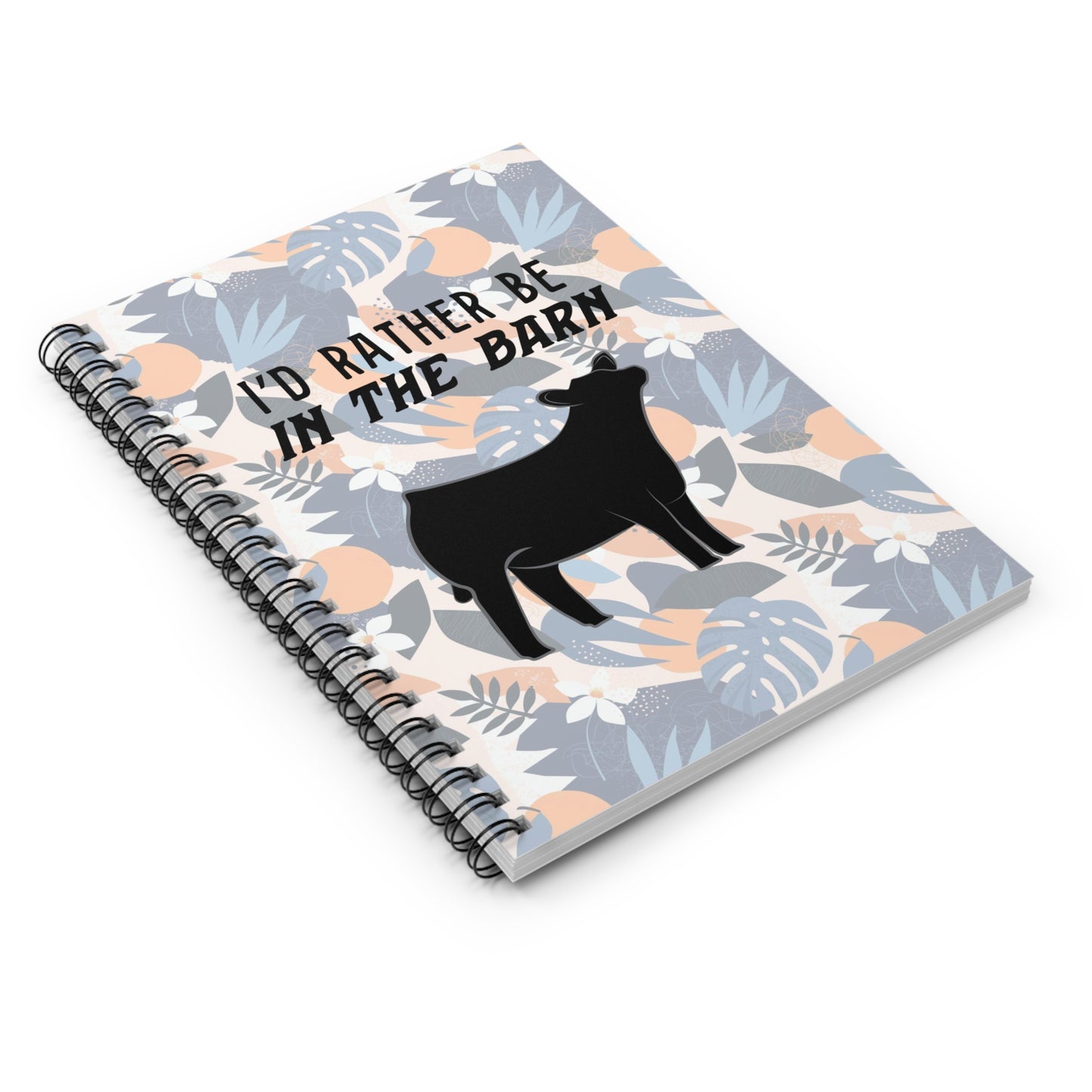 Show Heifer Hawaiian Print "I'd Rather Be in a Barn" Spiral Notebook | Show Lamb Notebook | Livestock Notebook | Show Lambs