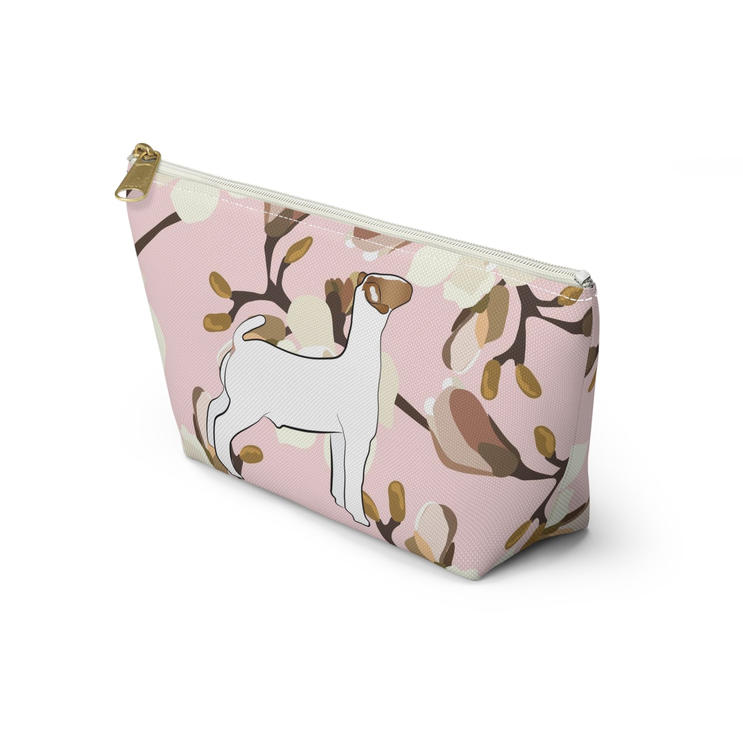 Show Goat Accessory Pouch | Show Goat Magnolia Print Makeup Bag, Pencil Bag | Show Goat Pink Magnolia Travel Bag