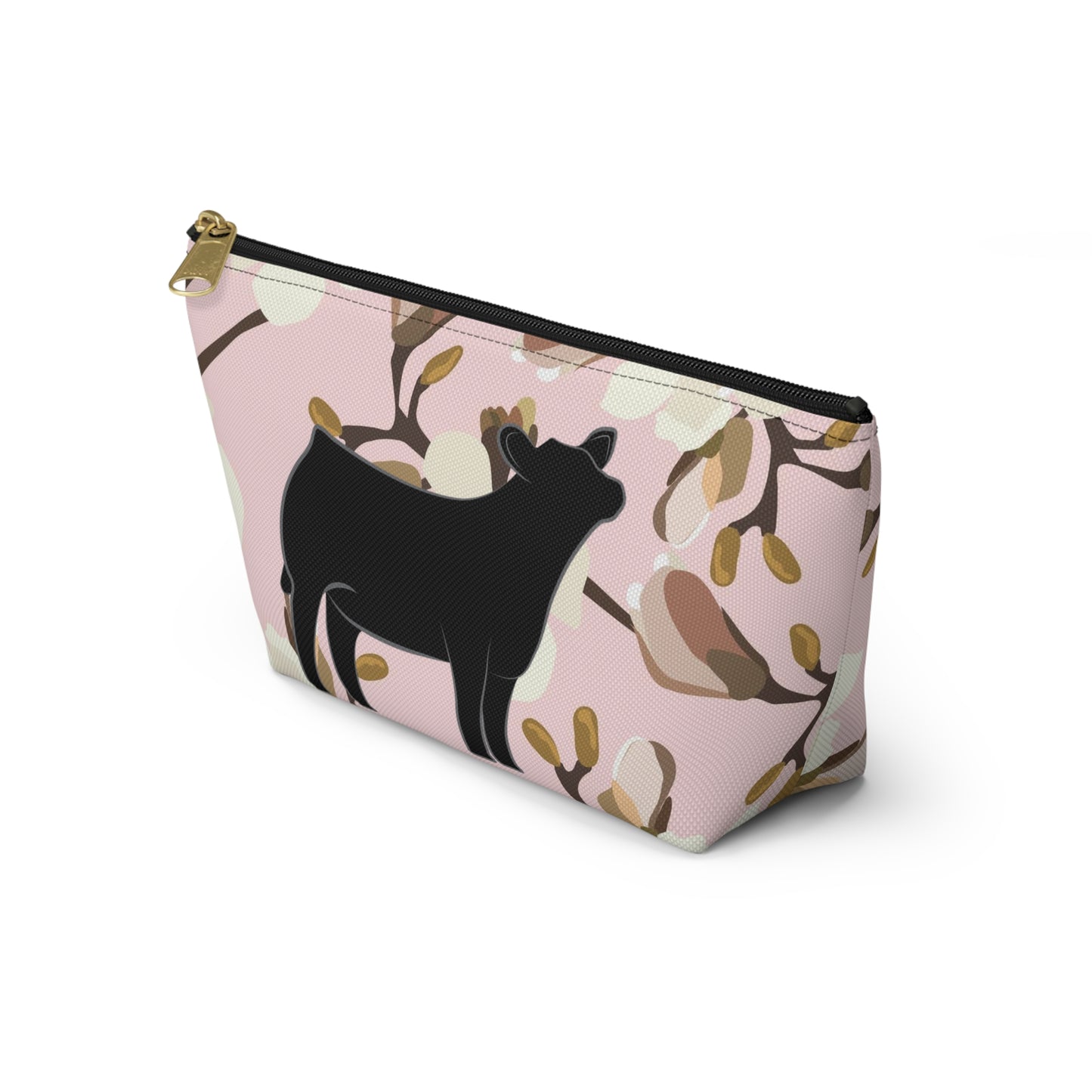 Angus Show Heifer Accessory Pouch | Show Heifer Magnolia Print Makeup Bag, Pencil Bag | Show Heifer Travel Bag