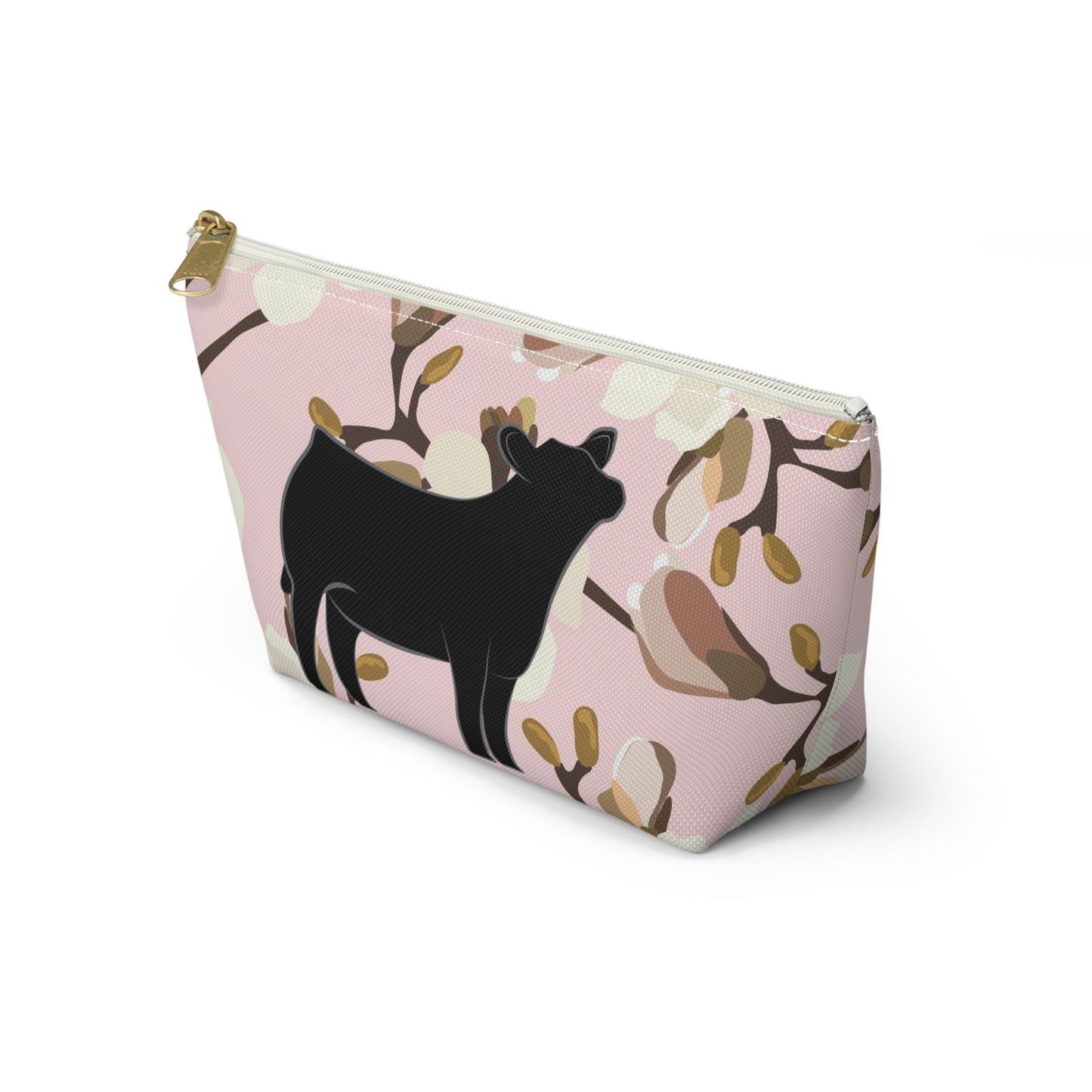 Angus Show Heifer Accessory Pouch | Show Heifer Magnolia Print Makeup Bag, Pencil Bag | Show Heifer Travel Bag