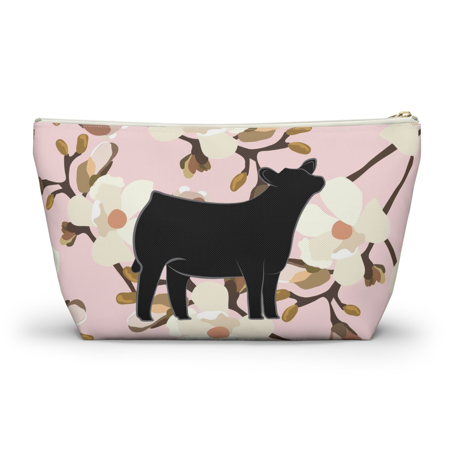 Angus Show Heifer Accessory Pouch | Show Heifer Magnolia Print Makeup Bag, Pencil Bag | Show Heifer Travel Bag