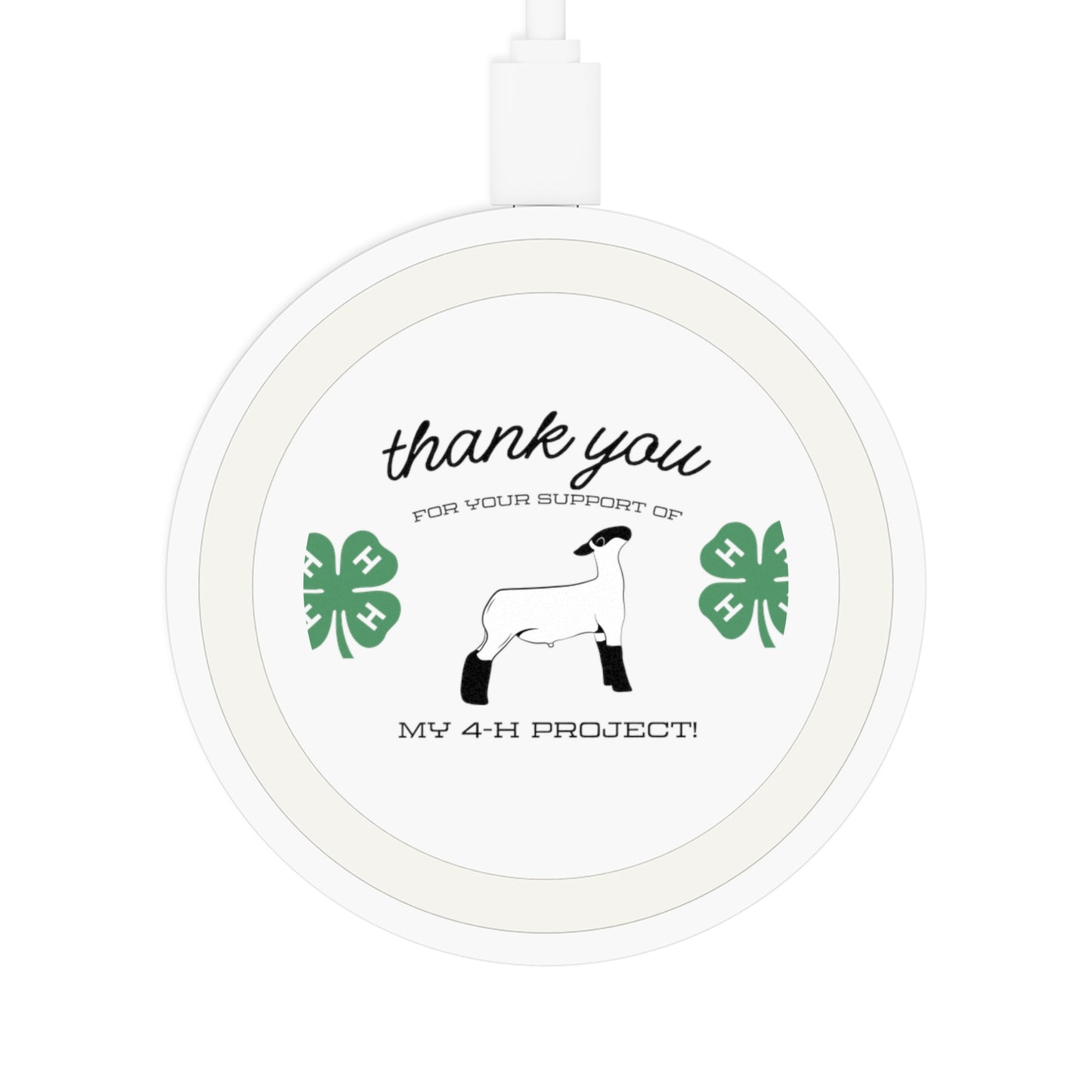 4H Club Buyers Gift Wireless Charging Pad  Show Lamb Buyer Gift | 4-H Clover | County Fair Buyers Gift | Livestock Thank You Gift |