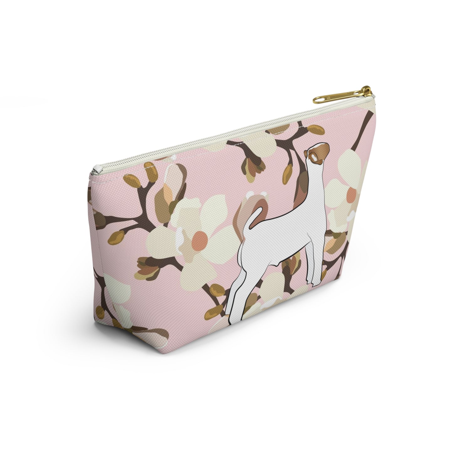 Show Goat Accessory Pouch | Show Goat Magnolia Print Makeup Bag, Pencil Bag | Show Goat Pink Magnolia Travel Bag