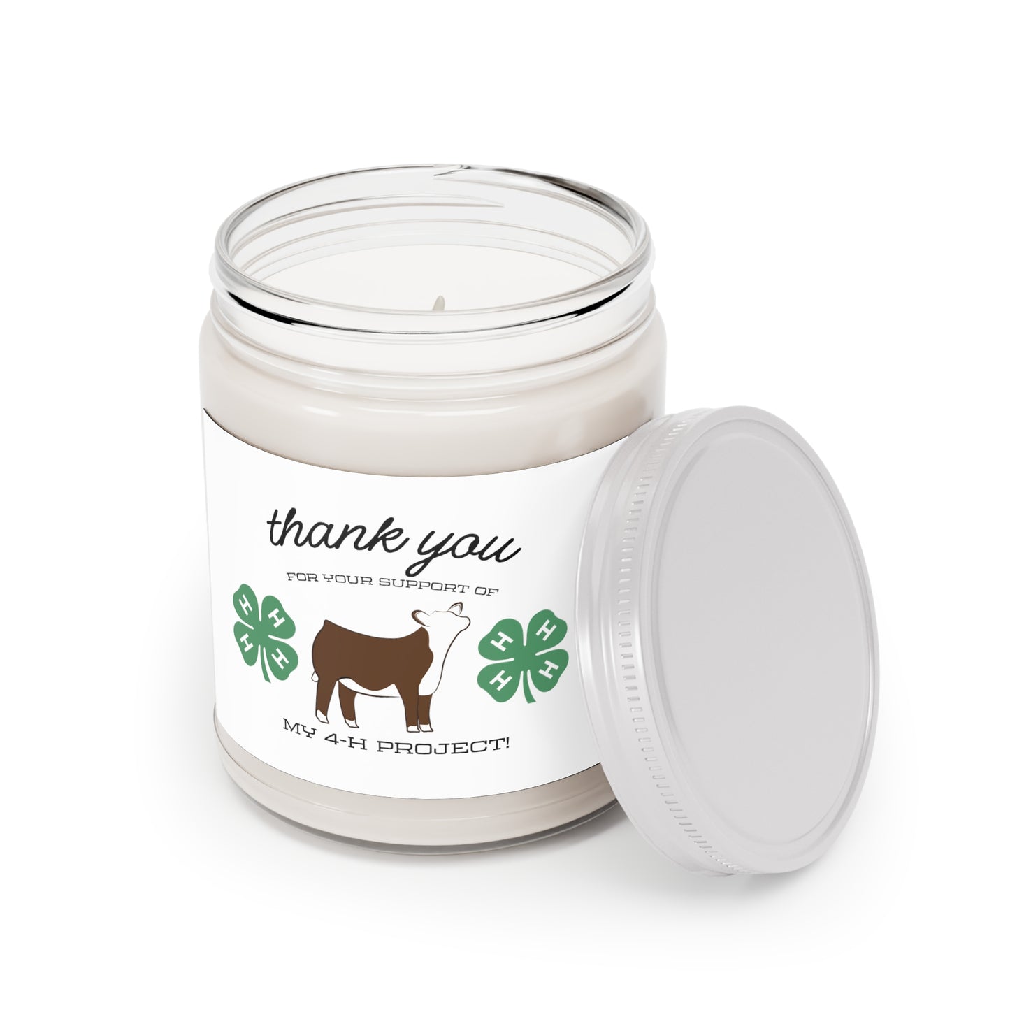 4H Club Buyers Gift Scented Candles, 9oz | Show Steer Buyer Gift | 4-H Clover | County Fair Buyers Gift | Livestock Thank You Gift