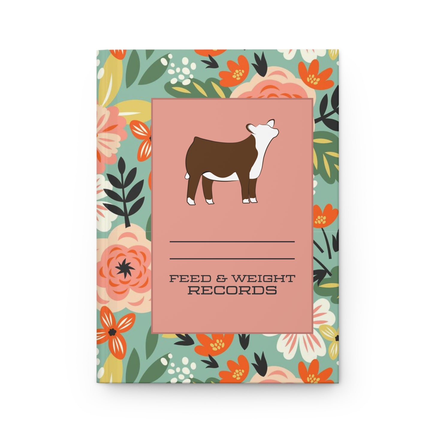 Hereford Cow Livestock Feed & Weight Record Book | 4H Member Journal | Hardcover Journal Matte